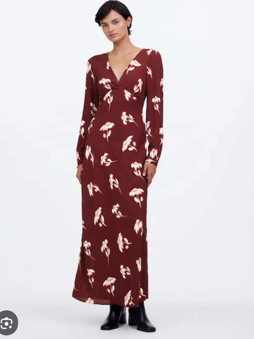 Madewell V-Neck cuff Sleeve Midi dress nwt